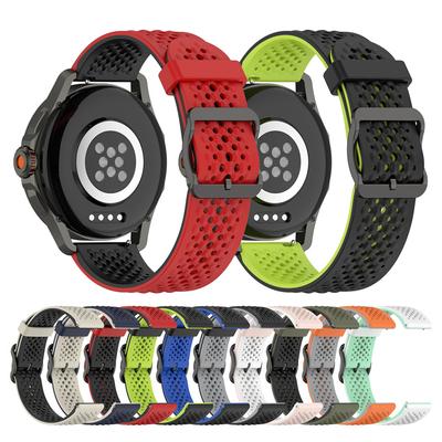20MM 22MM Универсальный двухцветный ремешок для Huawei Watch GT GT2 GT3 жидкий силиконовый дышащий ремешок с отверстиями для Honor Watch SE 4Pro G