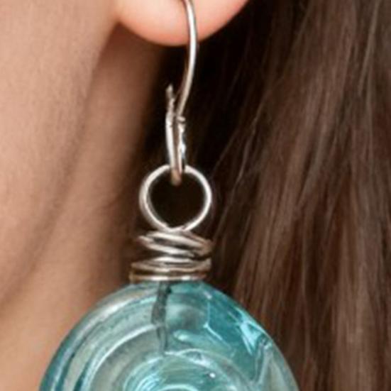 Серьги-спирали из переработанного стекла, ожерелье, ручная работа, уникальные, глубина отражает свет, серьги-крючки, кулон-ожерелье
