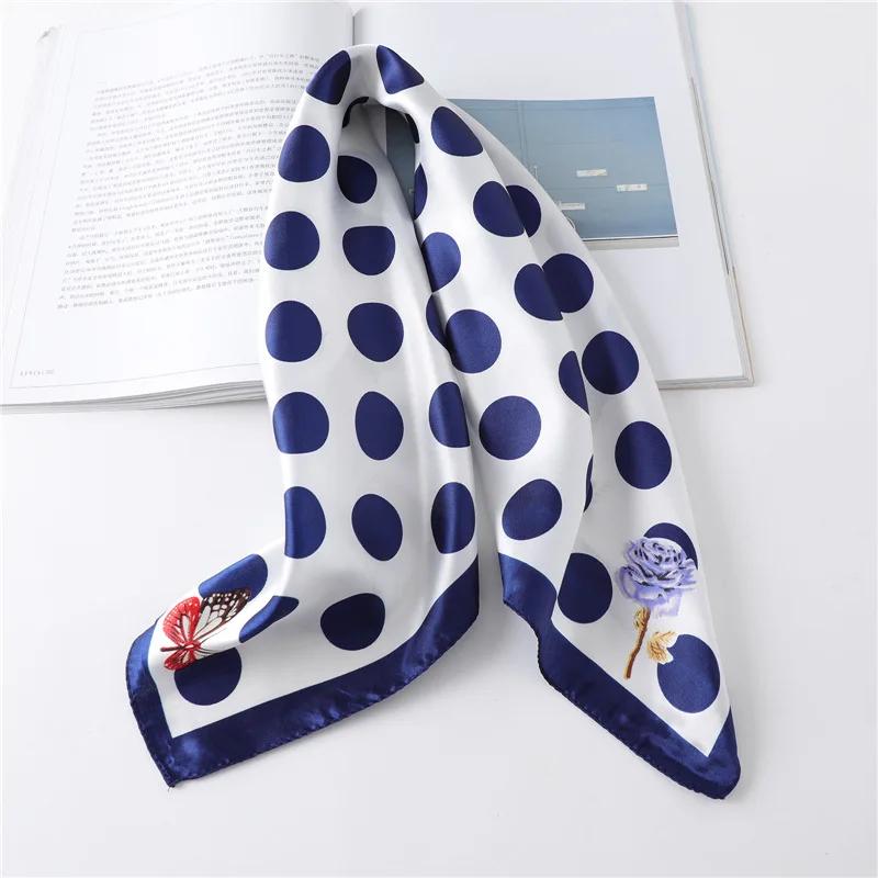 Luxury Floral Print Silk Square Scarf Women Soft Satin Kerchief Hairband Neckerchief Head Hijab Lady Headband Foulard Bag Ribbon