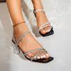 Fashion Women High Heels Sandals French Rhinestone Fashion Sandals New Fairy Style Thin High Heels Shoes for Women Sandalias De Mujer