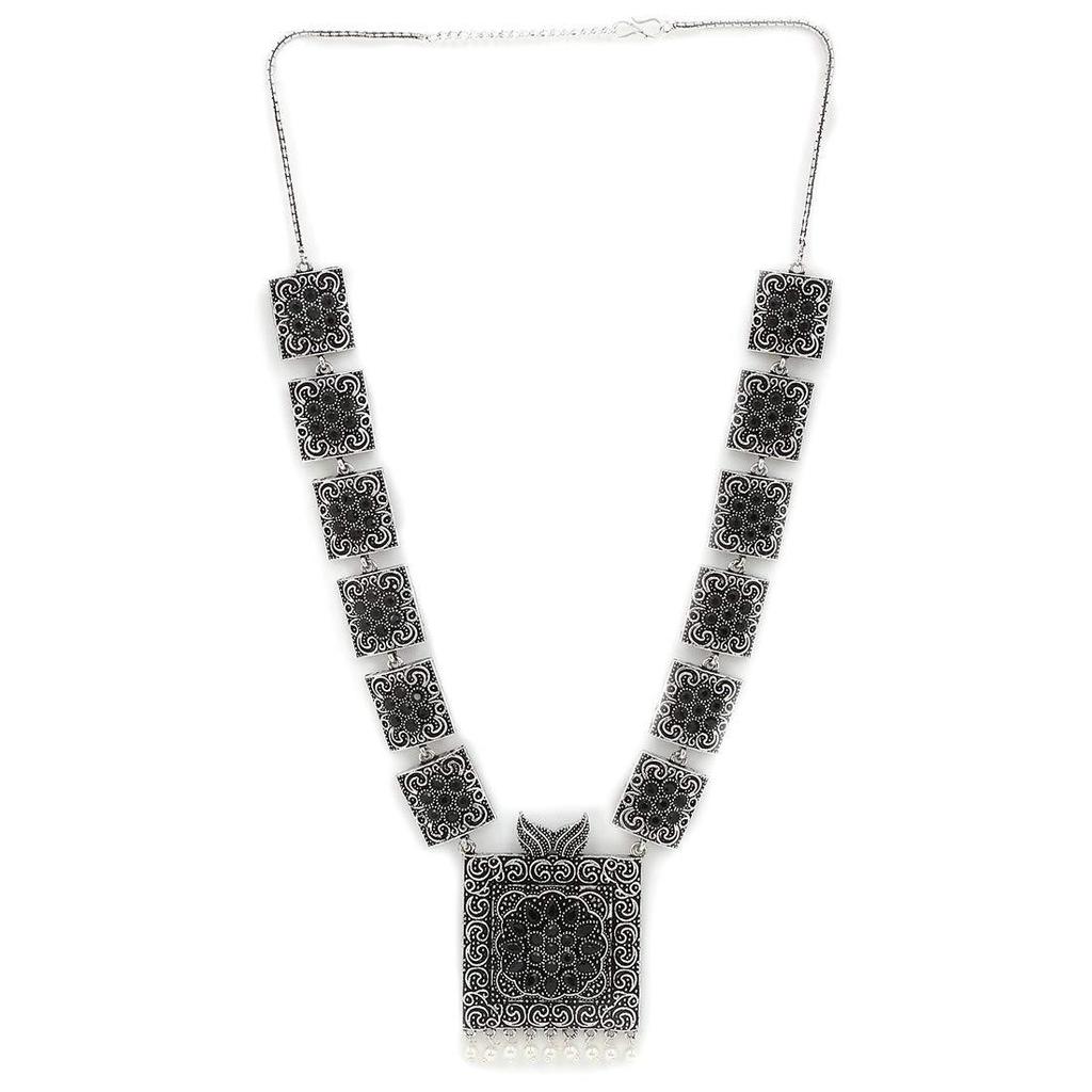 Комплект ювелирных украшений из немецкого окисленного серебра. Эффектный стиль. Королевский образ. Дизайнерский комплект ожерелья с серьгами для женщин и девочек.