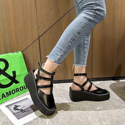 Мода 2024 года, женские сандалии, летние, толстые подошвы, перекрестная плетеная универсальная повседневная обувь в уличном стиле