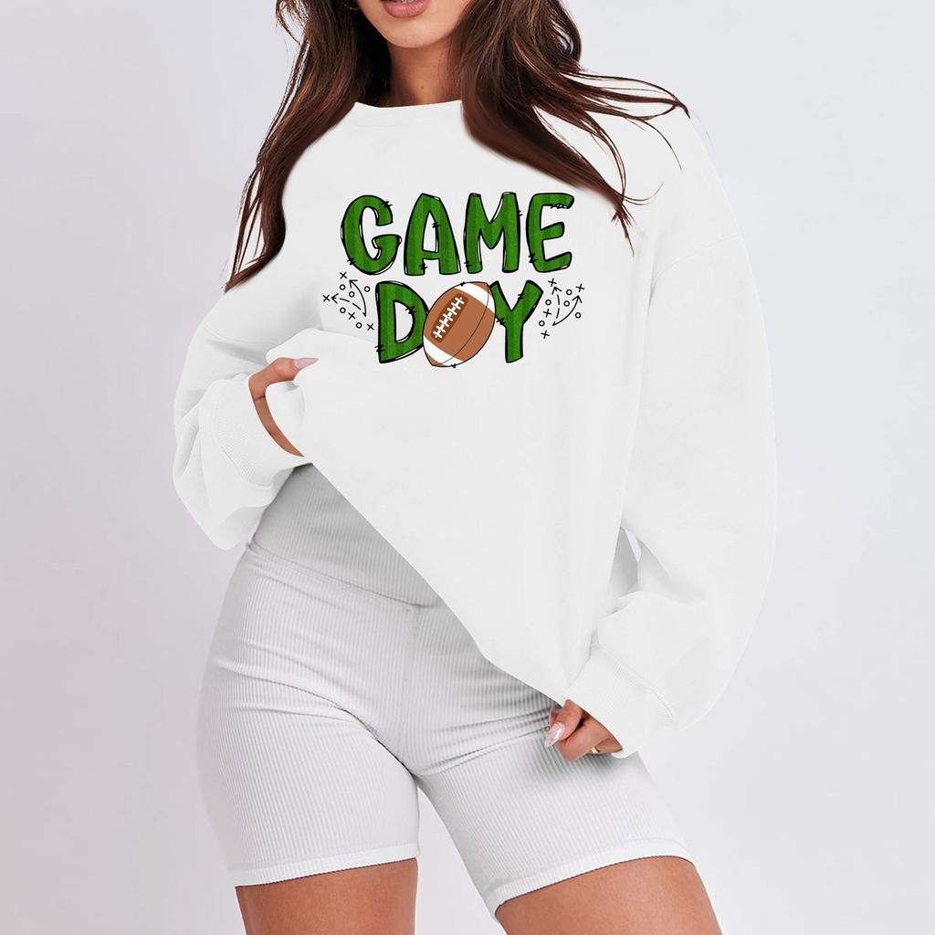 Women's Casual Fashion Long Sleeve Print Round Neck Loose Sweatshirt Top