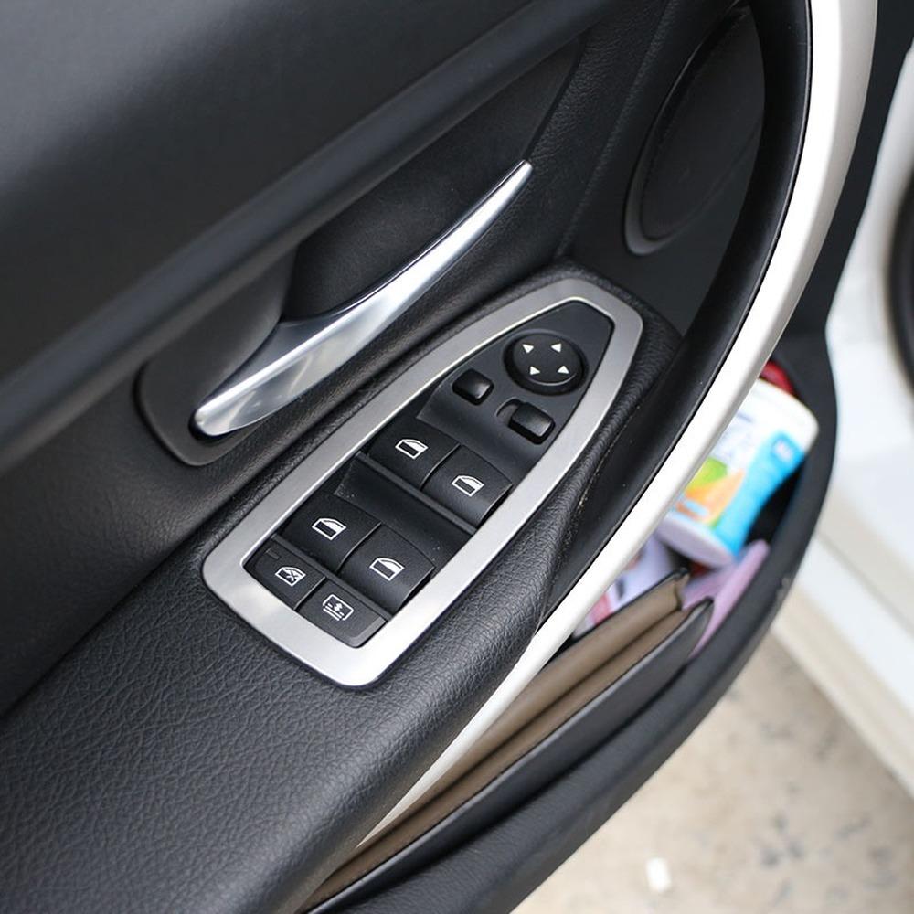 4 шт./компл., нержавеющая сталь, внутренняя крышка переключателя двери автомобиля, окна, накладка, наклейка для BMW F30 F34 320 328I GT 2013-2016