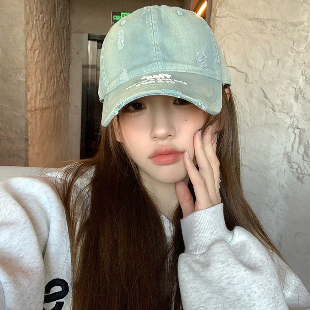 Embroidery Baseball Cap Distressed Peaked Cap Trendy HipHop Cap Sport Wear