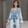 SW0827 Middle Eastern Beaded Abaya: Elegant Cross-Border Muslim Women's Long Robe Dress