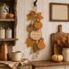 Деревенский farmhouse Настенное искусство Тыквенная гирлянда-свисалка, Деревянное украшение с дополнительными теплыми уютными деревенским акцентом светодиодными огнями, Осенний венок на входную дверь