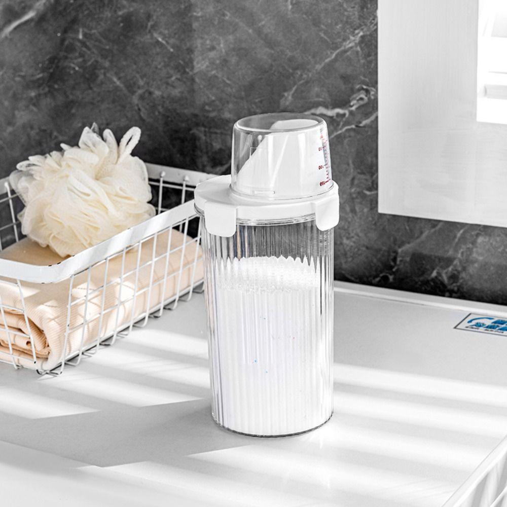 Sealed Laundry Powder Storage Box with Measuring Cup Laundry Room Organization