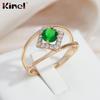 Кольца Kinel с блестящим зеленым цирконом для женщин, роскошные модные вечерние украшения