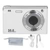 4K Digital Camera 16X Zoom Anti Shake 50MP Autofocus Compact Camera with Fill Light for Boys Girls Kids Student White