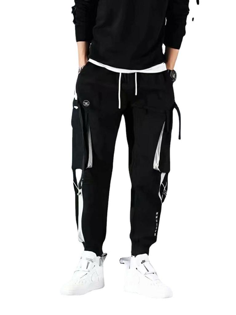 Мужские брюки-карго джоггеры в корейском стиле с несколькими карманами - Повседневные длинные брюки для студентов и подростков на весну/лето