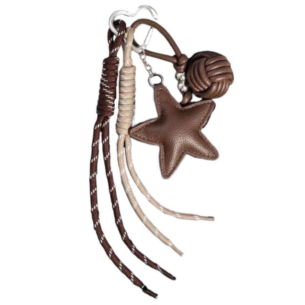 Hanging Five Pointed Star Bag Pendant Woven Rope Star and Ball Pendant  Small Gifts