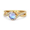 Moonstone Split Band Crossover Pave Ring - 925 Sterling Silver Gold Vermeil