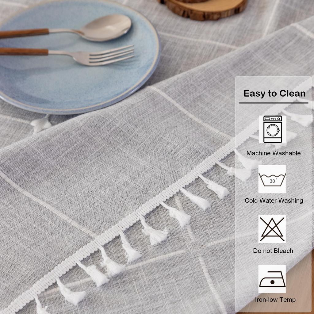 Круглая скатерть из хлопка и льна, моющаяся клетчатая скатерть в стиле бохо с кисточками, фермерская, деревенская скатерть для вечеринки, свадьбы