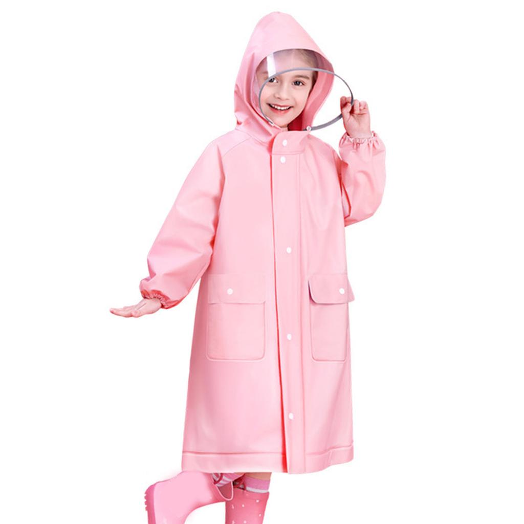 Kids Raincoat Sakura Pink Cute Waterproof Lightweight Durable Kids Rain Jacket with Backpack Slot
