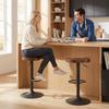 Bar Stools Set of 2 Adjustable Swivel Counter Height Chairs with Elm Wood Seat Dark Brown