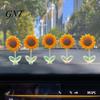 Cute Flower Accessories 5Pcs Wobble Sunflower Car Dashboard Decor, Resin Spring Ornament Interior Aesthetic with Non Slip Adhesive, Shaking for Office