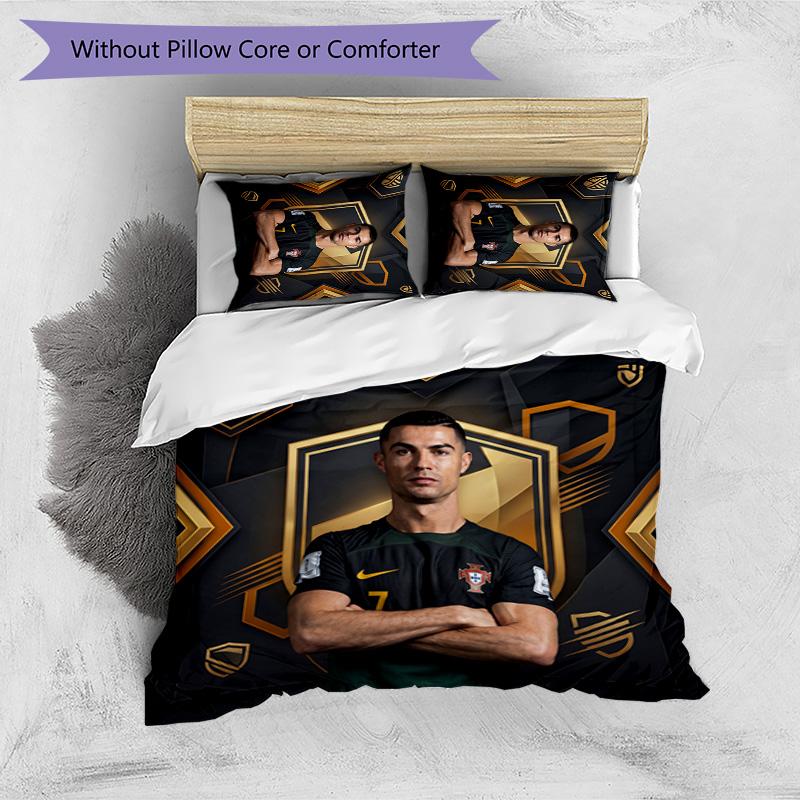Cristiano Ronaldo Printed Bedding 3 Piece Set Cozy Breathable Bed Cover Set as Housewarming Holiday Gift