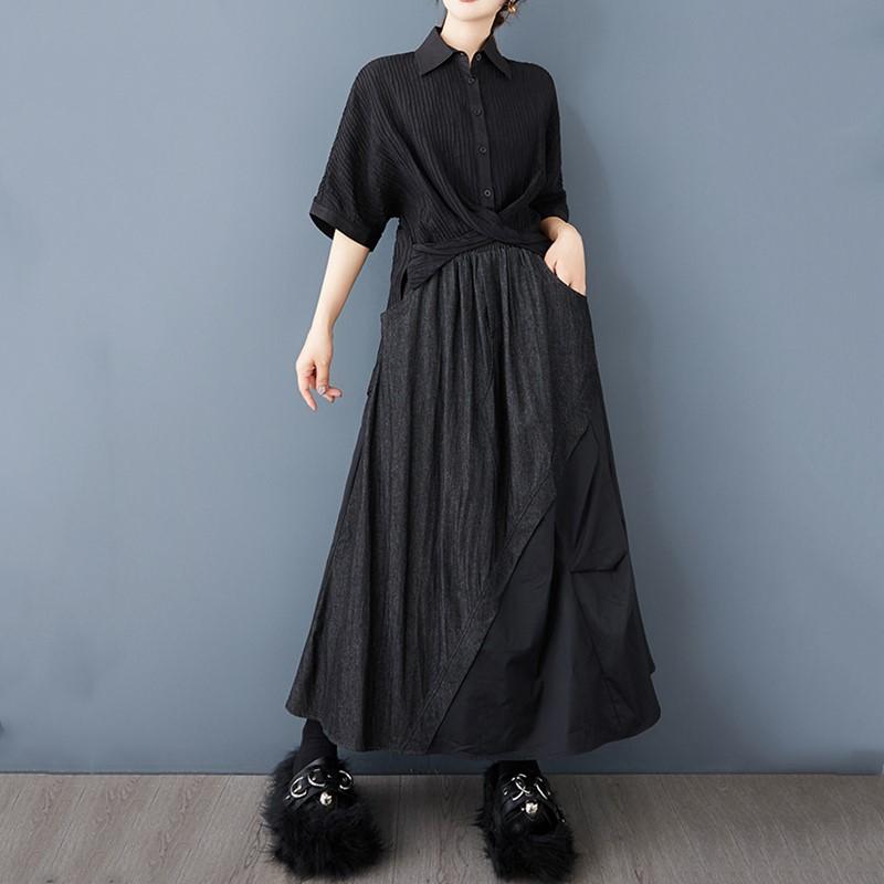 Джинсовая ткань больших размеров с высокой талией, винтажная лоскутная летняя повседневная свободная длинная женская юбка женская юбка