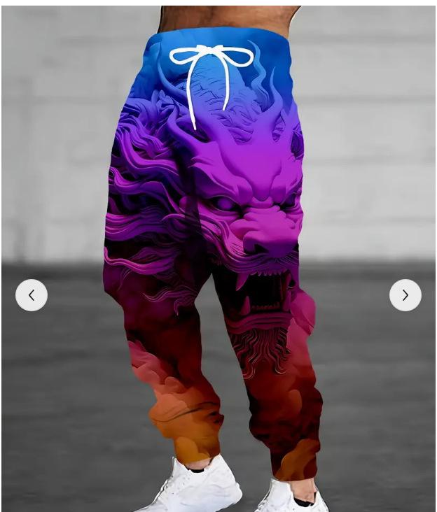 Мужские повседневные длинные спортивные штаны с 3D-принтом на осень 2025 года - Европейский и американский стиль