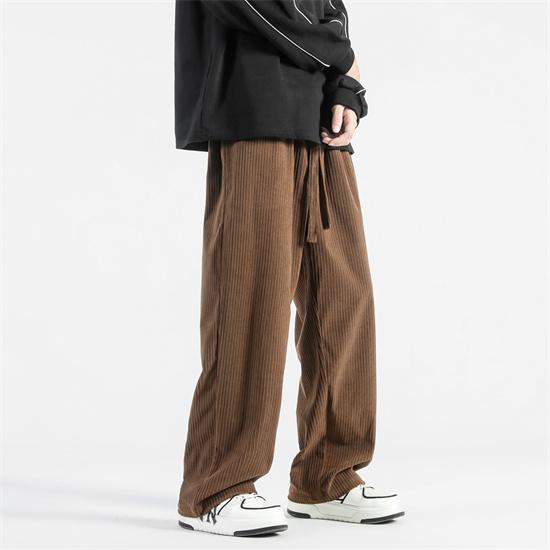2024 Men Casual Pants Loose Corduroy Straight Pants Elastic Waist Sweatpants Fashion Streetwear Men Sports Jogger Trousers