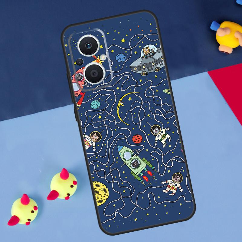 Космический корабль Астронавт Чехол для OPPO Reno 14 13 12 11 10 Pro 8T 11F 12F 13F 14F 7 8 Lite OPPO Find X8 X6 X5 X9 Pro