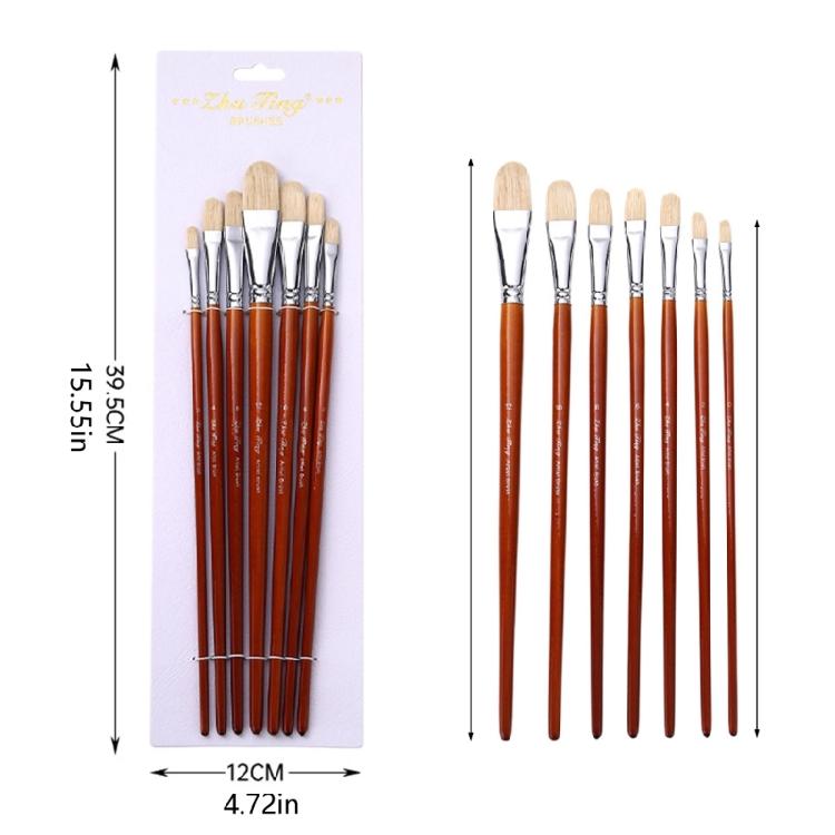 7 шт. Профессиональная кисть с щетиной и деревянной ручкой, кисть для акварели, для акриловой, акварельной, масляной живописи