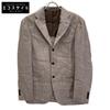 Brown Linen Blend Herringbone 3-button Notched Lapel Jacket Jacket 48 BrownUsed