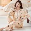 Пижама женская из искусственного хлопка весенне-осенняя с нежными тюльпанами, с длинными рукавами, большого размера, среднего размера, комплект домашней одежды для мамы