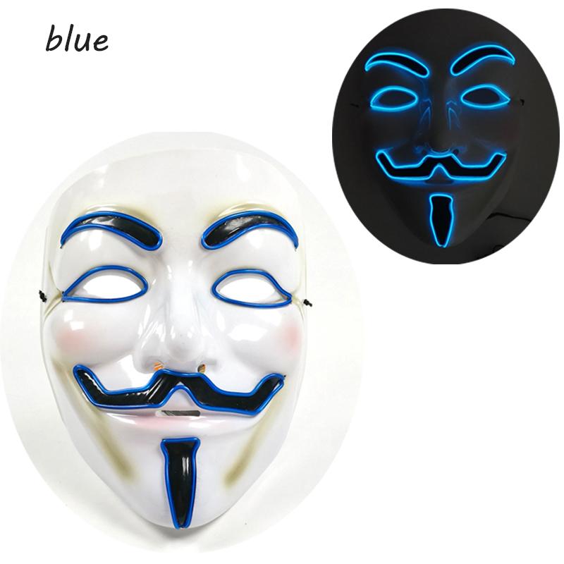 Cool V for Vendetta LED Light Up Mask More Colors For Choice Neon Glowing Hacker Mask for Halloween Cosplay Party 3