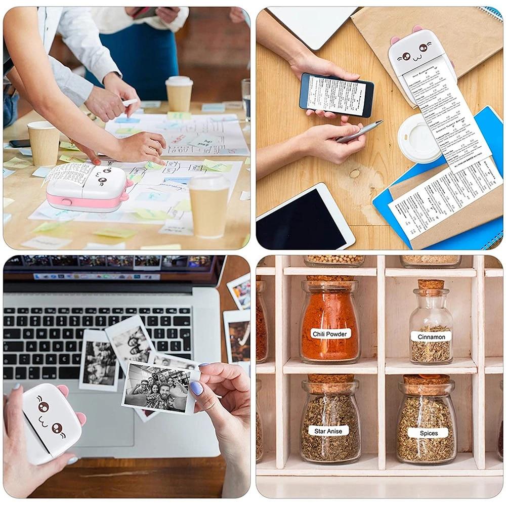 Портативный термопринтер MINI с беспроводной связью BT 203dpi Фотоэтикетка Памятка Печать неправильных вопросов с USB-кабелем Imprimante Портативный