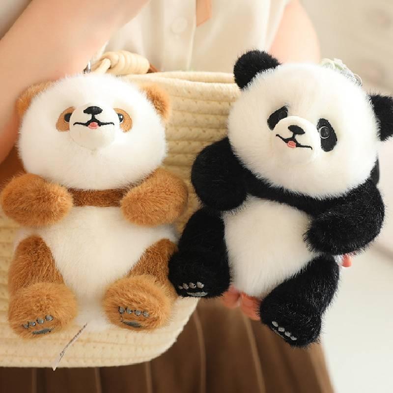 Fubao He Qizai Hua Panda Plush Toy Keychain Cartoon Stuffed Doll Decoration Bag