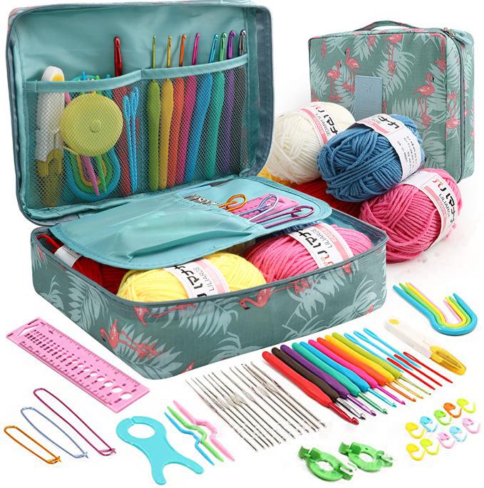 58-Piece Crochet Kit: Beginner's Portable Yarn & Knitting Tools