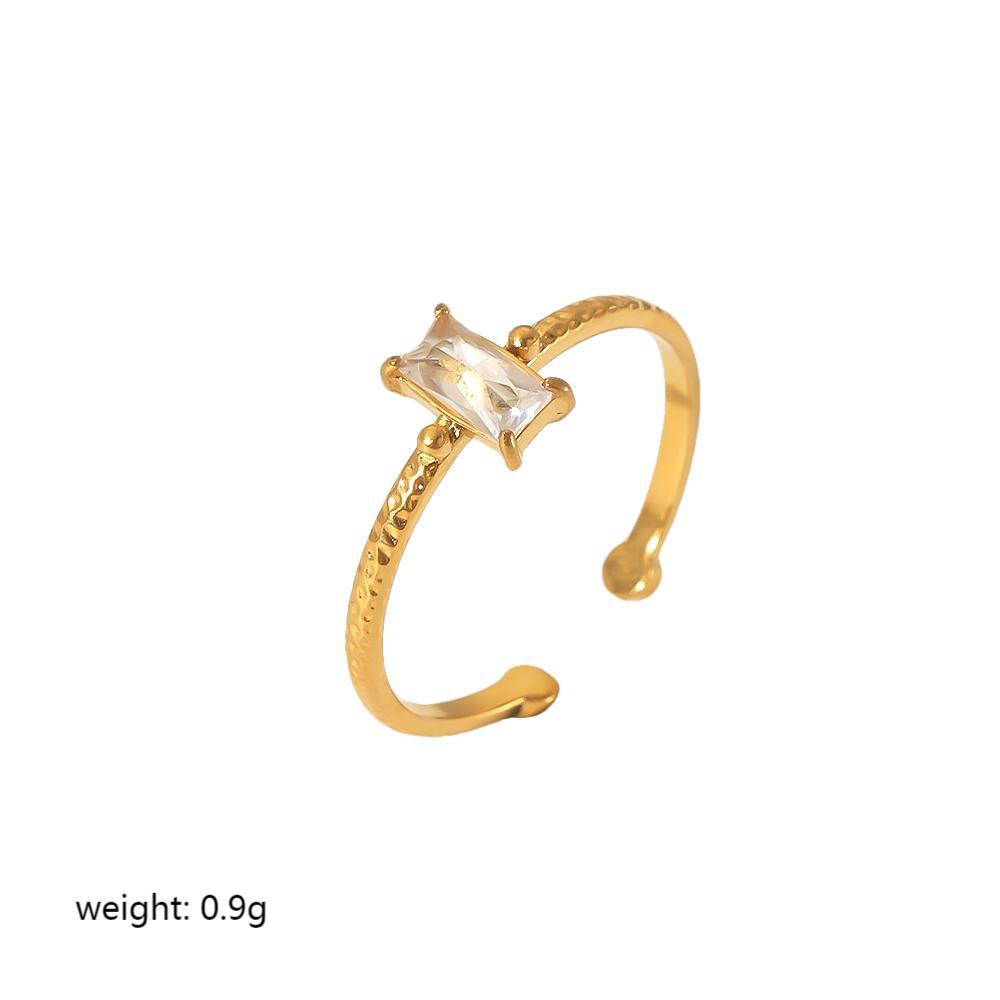 Ins стильное простое кольцо 18-каратное золото нержавеющая сталь циркон открытое кольцо высококачественные ювелирные изделия женщины
