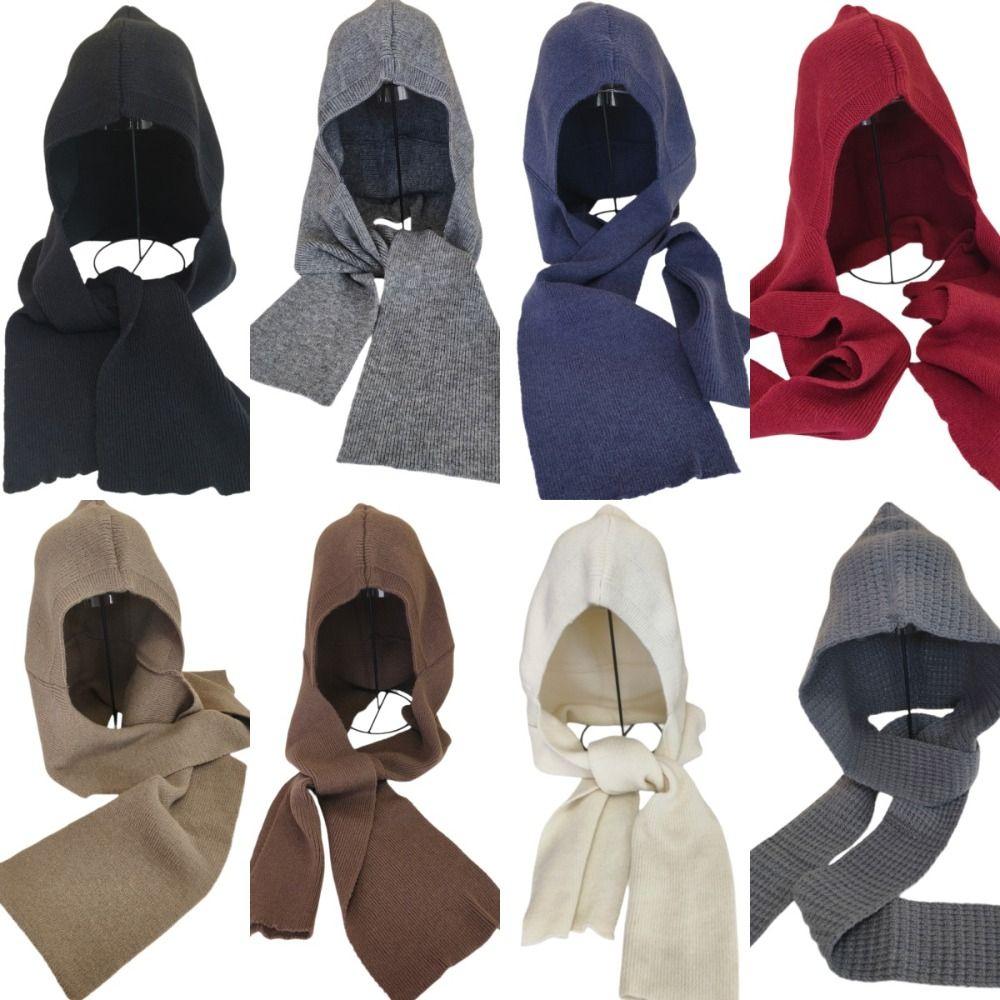 Long Knitted Beanies Cap Soft Balaclava Caps Korean Autumn Winter Hooded Scarf Unisex