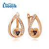 LSOOYH серьги-клипсы цвета розового золота, модные серьги для женщин, черные серьги-гвоздики с кубическим цирконием, ювелирные изделия