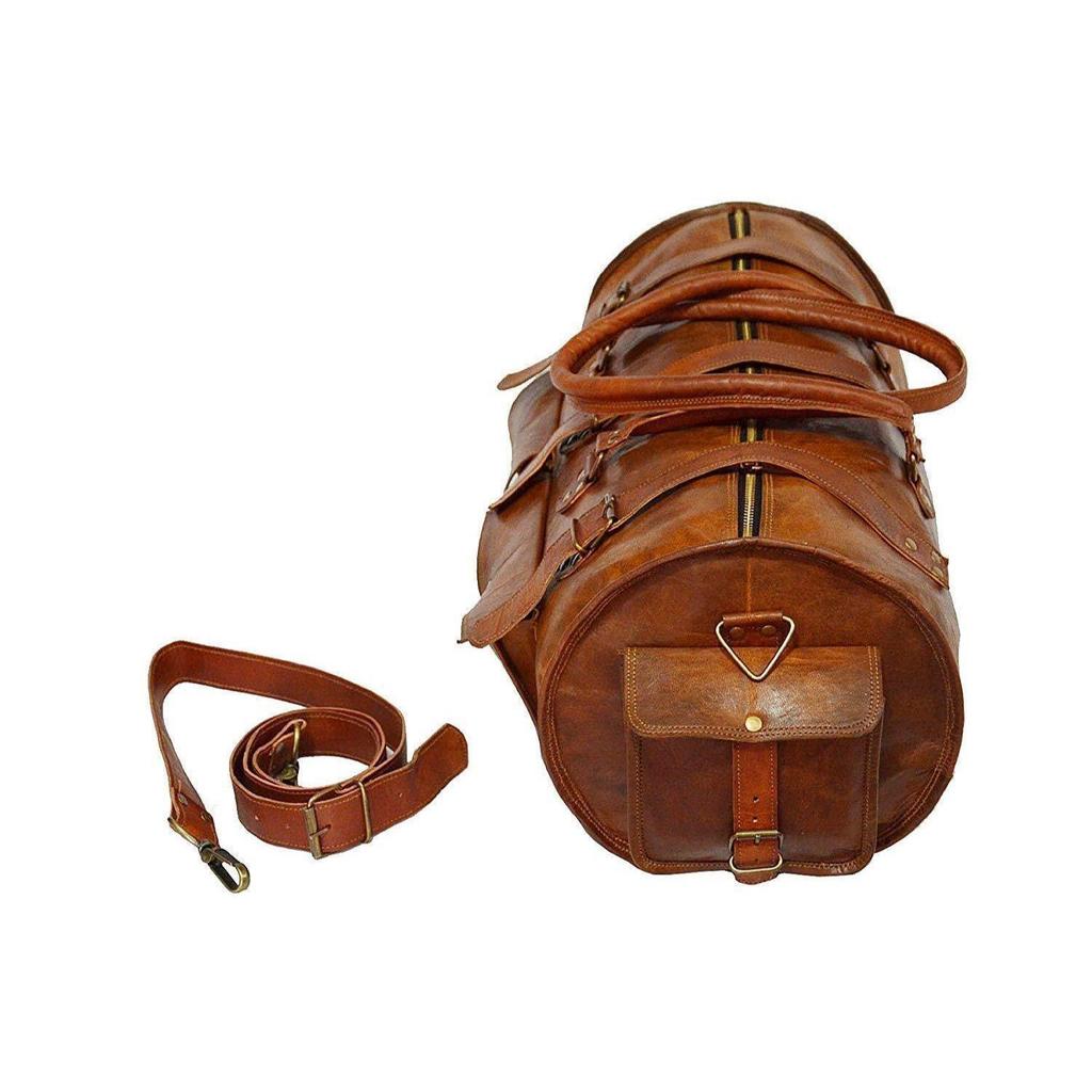 Custom Leather Handmade Travel Luggage Duffel Weekend Gym Overnight Bag Vintage