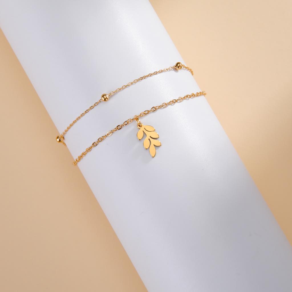 Cazador Barcelona Flower Bracelet Stainless Steel Smile Leaves Bow Tie Planet Charm Double Layer Beads Chain for Women Jewelry