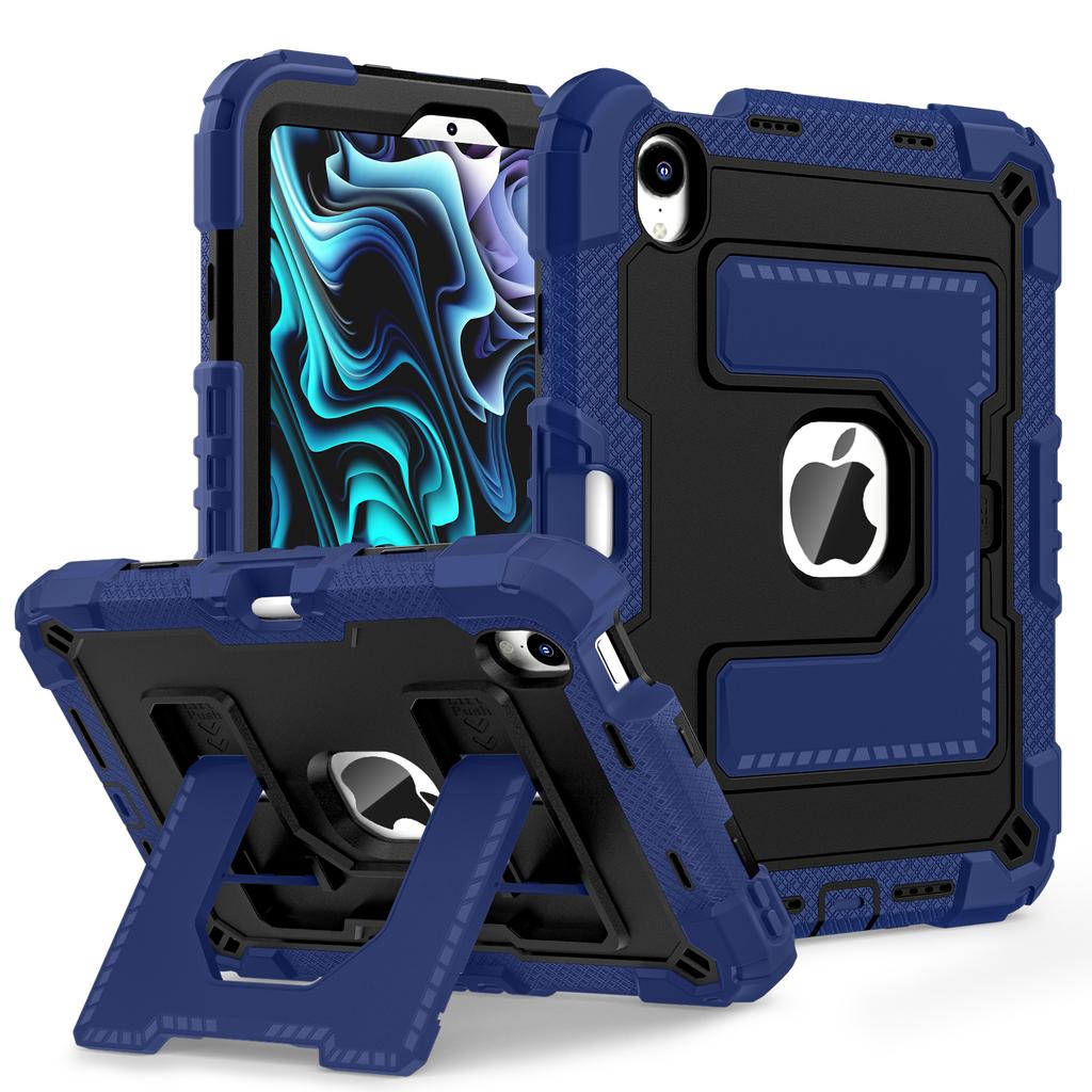 Для iPad мини (2024)/(2021) Противоударный чехол для планшета из ПК+силикона с подставкой и слотом для стилуса