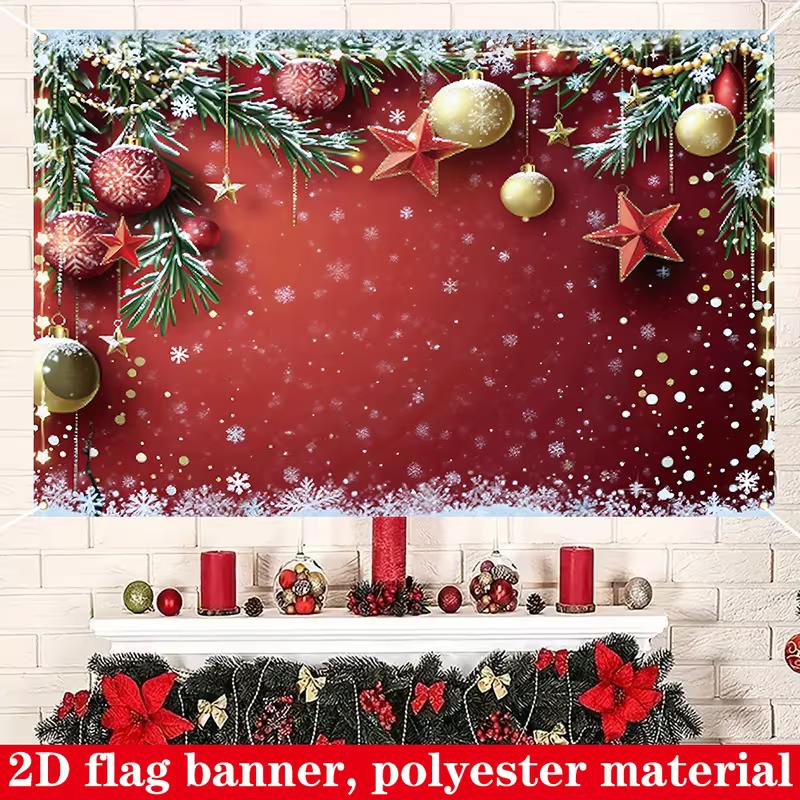 2D Red Gold Christmas Background for Winter Festivals and Xmas Events