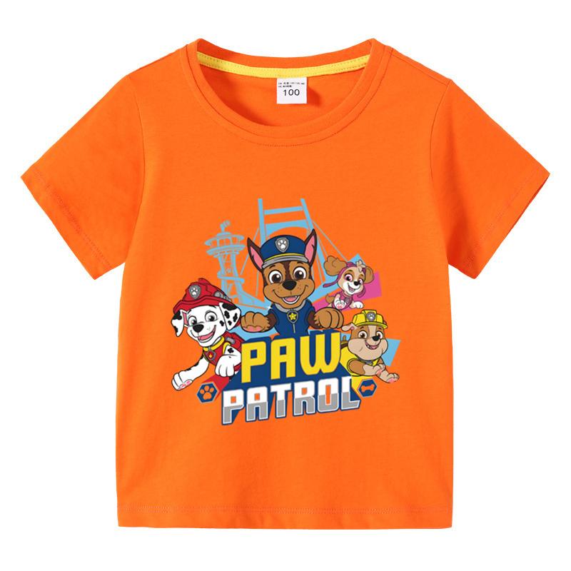 Paw Patrol Kids Clothing Tees Summer Printed Cartoon Fashion Short Sleeve Boys T-shirt Popular Design Children's Tshirt Crewneck