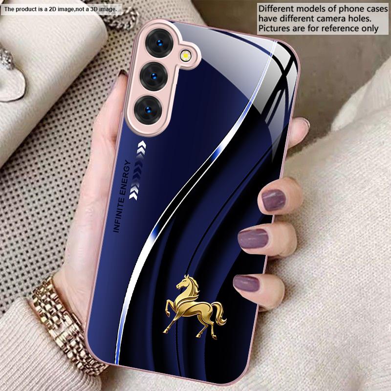 Золотой скачущий конь Хорошо Для Samsung S26 S22 S8 S9 10 S20 Ultra S21 Pro S22 Plus S23 FE S24Ultra S25 Edge S24+ Стеклянный чехол для телефона