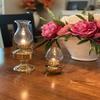 Home Décor German Brass Chimney Table Oil Lamp Set of 2