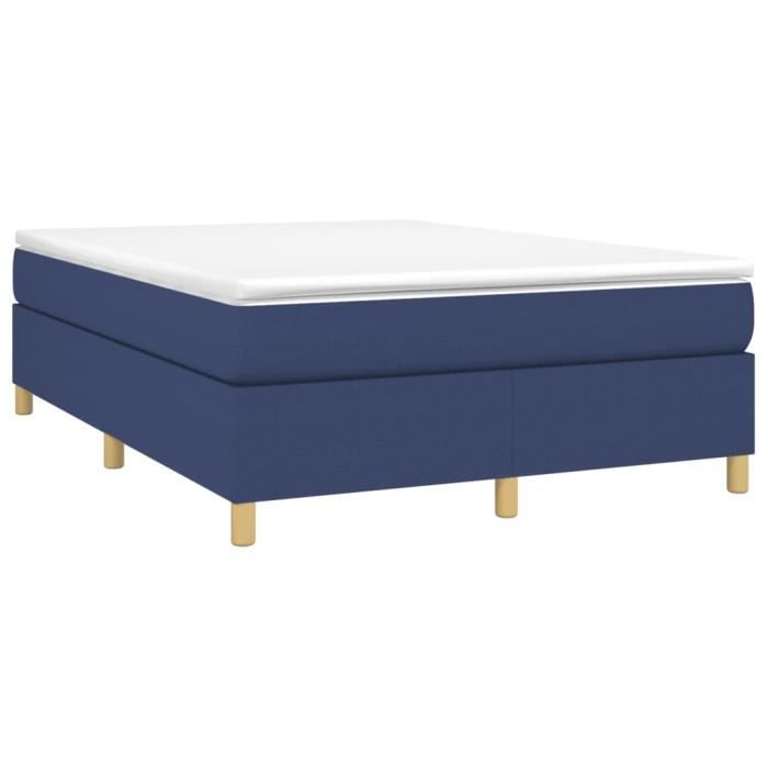 3144520 vidaXL Divan-lit Tapissier Avec Matelas Bleu 140x190 Cm Tissu