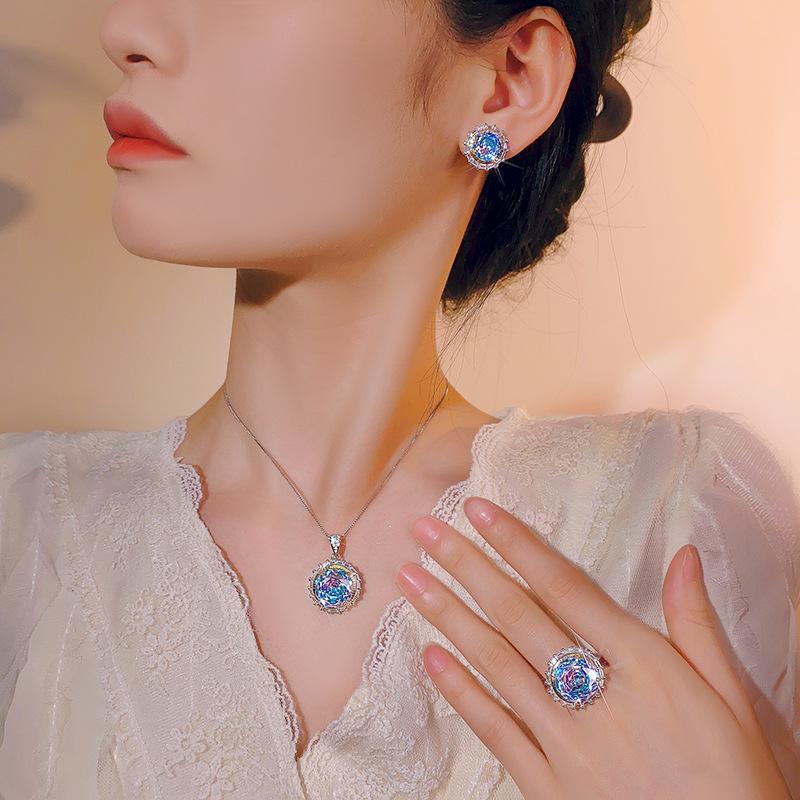 Ювелирные изделия Медное основание Золотое покрытие Имитация Тысячелетия Постепенное изменение цвета Круглый набор Главный камень 14-10 мм