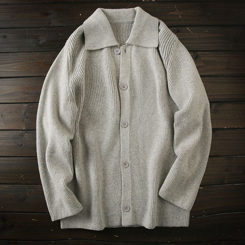 Japanese Style Order! Export Men's Clothing Factory Balance Cargo with Logo Cut off Men Padded Lapel Knitting Cardigan Sweater Outwear Tide