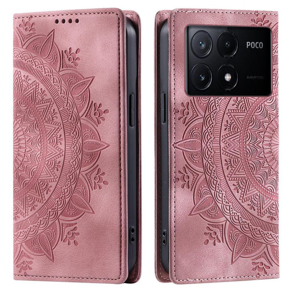 Для Xiaomi POCO X6 Pro 5G Чехол-книжка из PU-кожи с тиснением Мандала, с магнитной застежкой