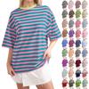 Женская полосатая рубашка больших размеров с цветными блоками, футболки с короткими рукавами и круглым вырезом, повседневные свободные пуловеры, топы, летние футболки