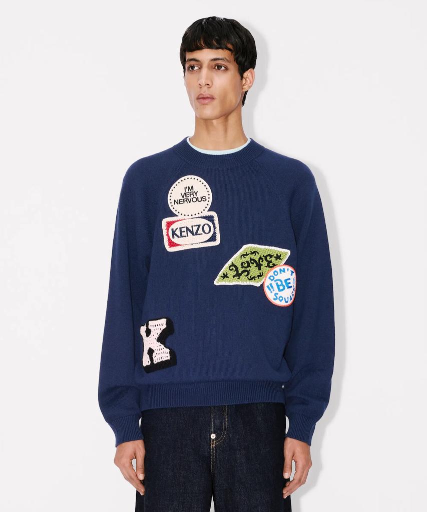 Kenzo Мужской вязаный свитер Kenzo с нашивкой_K265Amkb01Nyx