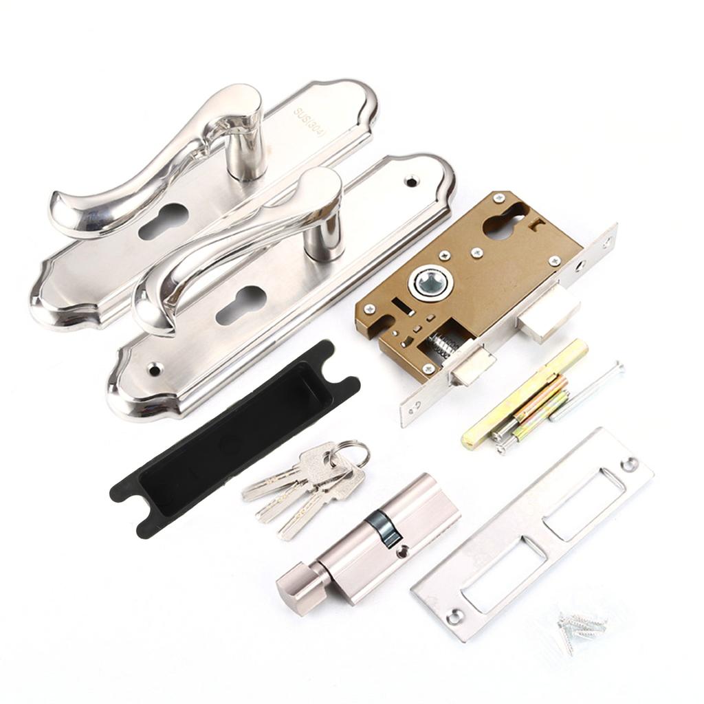 Stainless Steel Handle Door Lock Mechanical Magnetic Security Entry Lever Lock for Bedroom Hotel